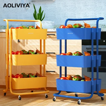 Стеллаж для кухонной тележки AOLIVIYA, Передвижной Напольный Стеллаж для детских товаров, Многофункциональный стеллаж для хранения закусок, фруктов и овощей.