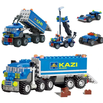Совместимость 4 В 1 с моделями грузовиков LEGO City, строительными блоками, инженерными игрушками для детей, подарками для детей