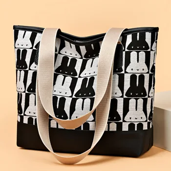 Холщовая сумка для женщин 2023, новая модная универсальная сумка Lingge, женская сумка-тоут с модным принтом большой емкости для пригородных поездок