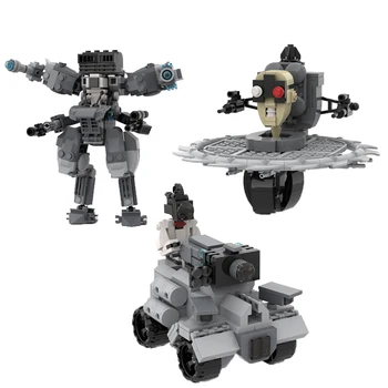 Танк-бластер, робот-камера и летающая бензопила, туалет от Skibidi, туалет с мультяшными персонажами аниме, строительные блоки, игрушки для детей