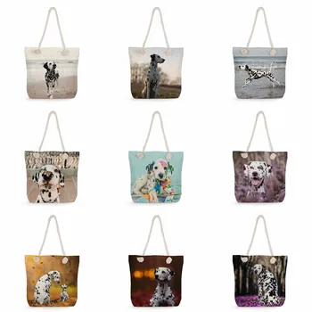 Вместительные модные женские сумки-тоут для покупок, женские дорожные пляжные сумки на толстой веревке, милые сумки с рисунком далматинца с изображением собаки