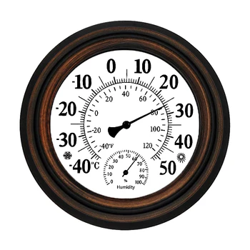 20 см Внутренний Наружный Термометр Гигрометр Температура Измеритель Влажности Настенные Часы Термометр для Внутреннего Дворика Теплица Домашний Декор