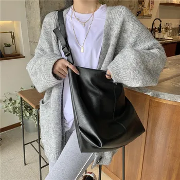 новая корейская версия интернет-сумки знаменитостей через плечо, женская сумка через плечо из мягкой кожи большой емкости, модная сумка-тоут