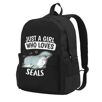 Просто девушка, которая любит котиков, милые рюкзаки с принтом в виде морского льва, тюленя большой емкости