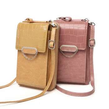 Мини-сумка через плечо Женская Высококачественный карман для мобильного телефона Женская сумочка-клатч Модные Кожаные сумки с засовом Женские