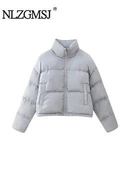 TRAF 2023 Осенне-зимняя куртка, Женское серое пальто, Женские теплые парки, Верхняя одежда, Модная верхняя одежда