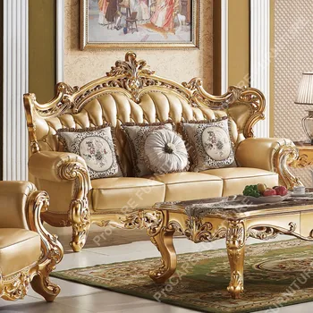 Элитная мебель для гостиной Европейский диван роскошная вилла резная мебель для гостиной из массива дерева