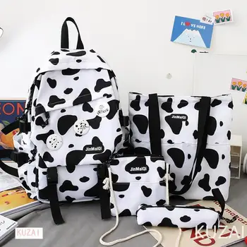 Школьные сумки с принтом коров, 3 шт./компл., рюкзаки, школьный ранец, Модный детский прекрасный рюкзак для детей, школьная сумка для девочек, Студенческая