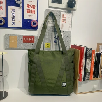 Новая холщовая сумка с несколькими карманами, женская школьная сумка для отдыха, сумка с верхней ручкой для подростка, Большая вместительная хозяйственная сумка-тоут