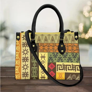 Сумки с абстрактным африканским этническим дизайном для женщин, модная верхняя ручка из искусственной кожи, элегантная сумка через плечо, кошелек для монет, популярная сумка-тоут