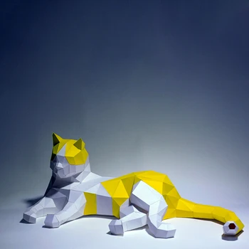 63 см Бумажная модель Отдыхающего кота, Домашний декор, Украшение стола, Украшения лестницы, 3D Пазлы ручной работы, развивающие игрушки 