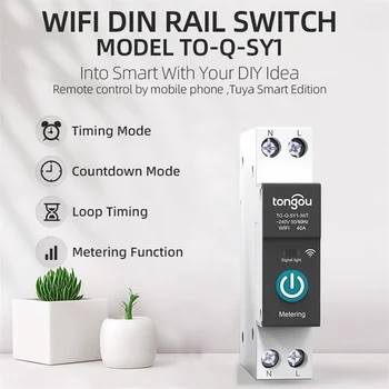 Интеллектуальный автоматический выключатель WIFI с измерительной рейкой 1P 63A DIN для беспроводного пульта дистанционного управления Smart Home через приложение