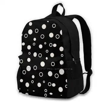 Школьная сумка Bubbles, рюкзак для ноутбука большой емкости, 15-дюймовые точки, Черные, Белые, персиковые круги, пузыри Повторяют Светлые и темные цвета.