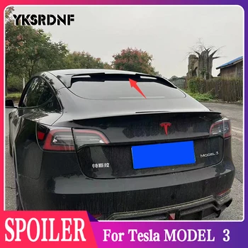 Для Tesla МОДЕЛЬ 3 Задний спойлер на крыше, крыло с карбоновым рисунком, удлинительная накладка, тюнинг обвесов, аксессуары для модели 3 2021-2023 гг.
