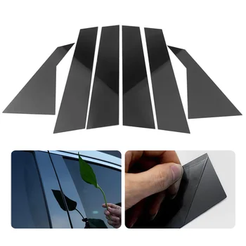 Наклейка на Стойку автомобиля, Украшение Двери, Окна, Накладка на панель для Kia Forte Седан 2019 2020 2021 2022 2023 Черный глянец 8шт